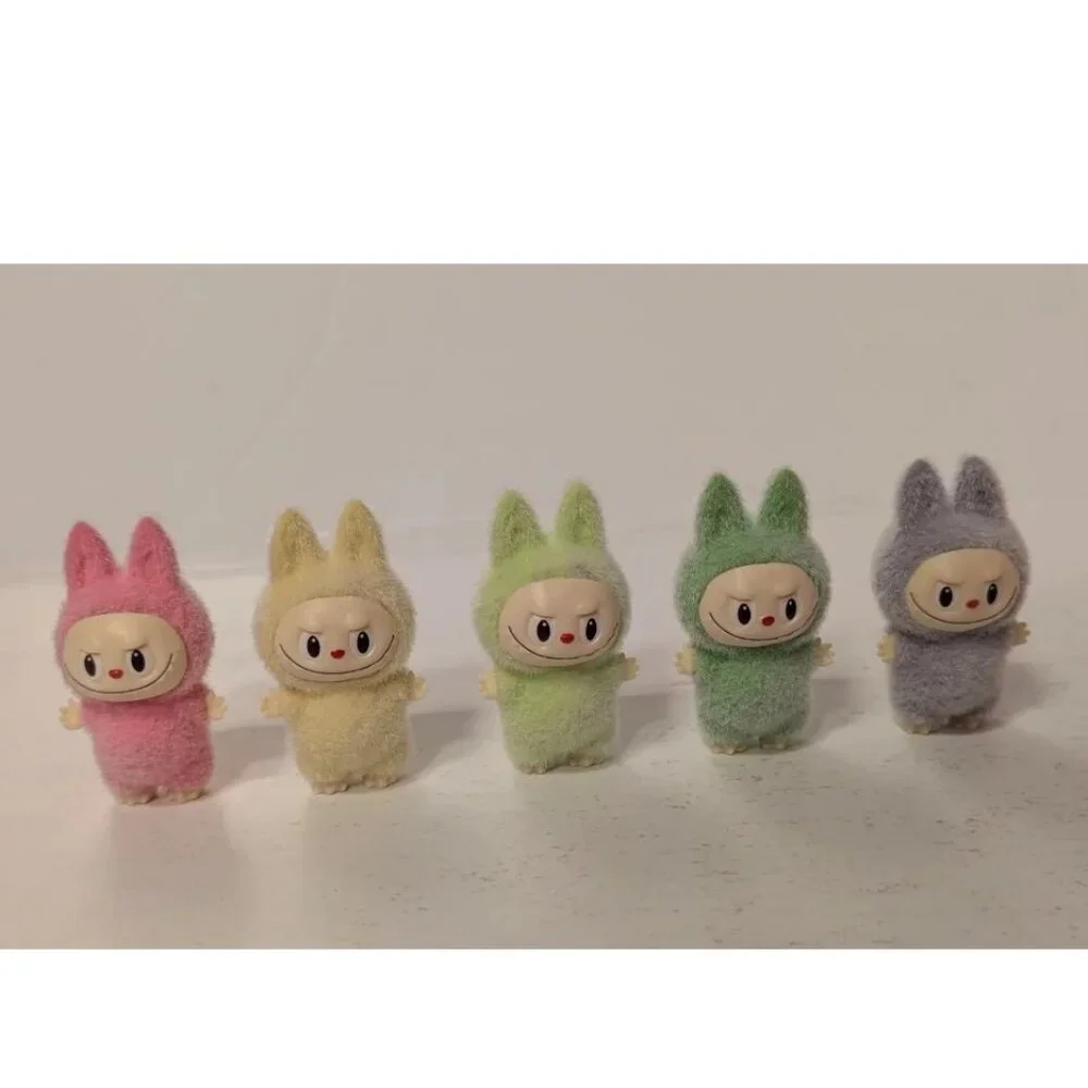 5pc Mini Bunny Figure Set Standing Style | Pastel Desk Decor Cake Topper